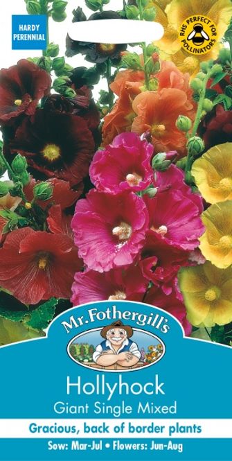 Hovedbilde Stokkrose 'Giant Single Mixed - Alcea rosea